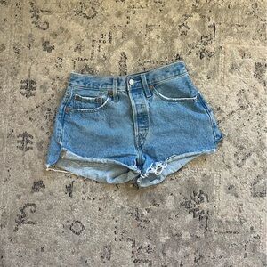 Levi's Light Blue Denim Shorts with Leather Patch